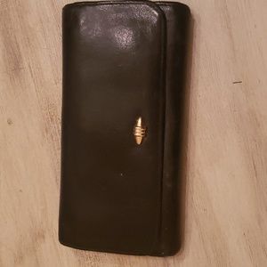 NWOT Preston and York black leather wallet with checkbook holder.